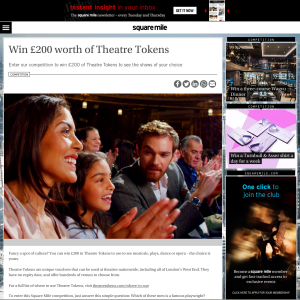 Win £200 worth of Theatre Tokens