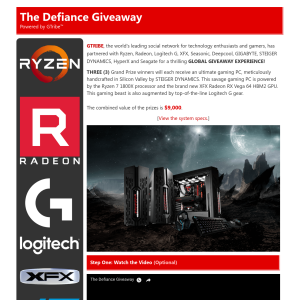 Win 3 x Beast Gaming PC incl. Ryzen 7 1800X Processor, XFX Radeon RX Vega 64 HBM2 GPU + Logitech G Gear