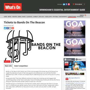 Win 4 Tickets to Band On The Beacon at the Barr Breacon, Walsall