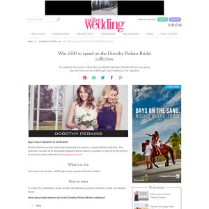 Win £500 to spend on the Dorothy Perkins Bridal collection