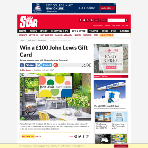 Win a £100 John Lewis Gift Card