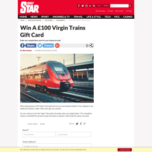 Win A £100 Virgin Trains Gift Card