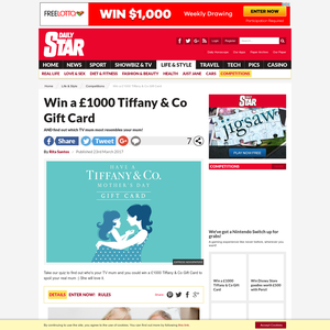 Win a £1000 Tiffany & Co Gift Card