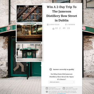 Win a 2-Day Trip To The Jameson Distillery Bow Street in Dublin