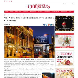 Win a 2 Night London Break With Dinner & Cocktails