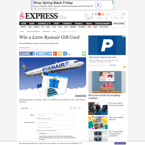 Win a £200 Ryanair Gift Card