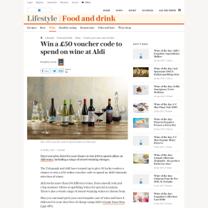 Win a £50 voucher code to spend on wine at Aldi