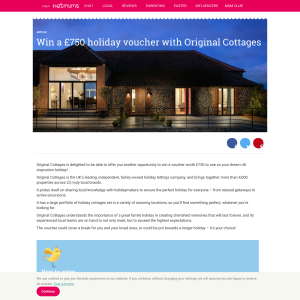 Win a £750 holiday voucher with Original Cottages