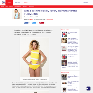 Win a bathing suit by luxury swimwear brand TODIVEFOR