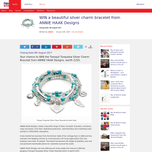 Win a beautiful silver charm bracelet from Annie Haak Designs worth £255