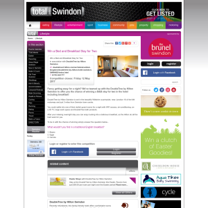 Win a Bed and Breakfast Stay for Two at DoubleTree by Hilton Swindon