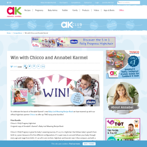 Win A Chicco highchair and Annabel Karmel weaning recipe book