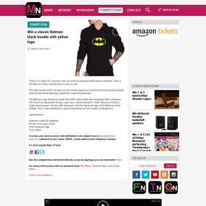 Win a classic Batman black hoodie with yellow logo