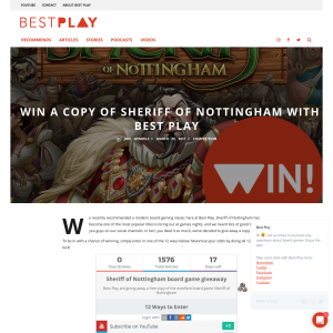 Win a copy of Sheriff of Nottingham Board Game