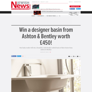 Win a designer basin from Ashton & Bentley worth £450