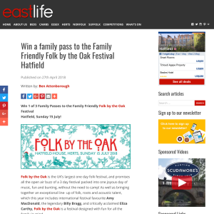 Win a family pass to the Family Friendly Folk by the Oak Festival Hatfield