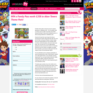 Win A Family Pass worth £208 to Alton Towers Theme Park!