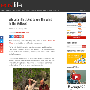 Win a family ticket to see The Wind In The Willows