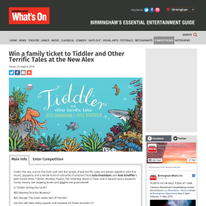 Win a family ticket to Tiddler and Other Terrific Tales at the New Alex