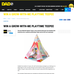 Win A Grow-With-Me Playtime Teepee