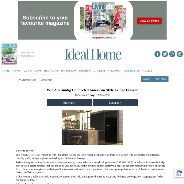 Win a Grundig Connected American Style Fridge Freezer