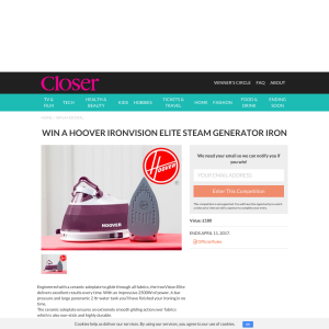 Win a Hoover IronVision Elite Steam Generator Iron