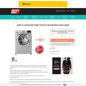 Win a Hoover One Touch Washing Machine