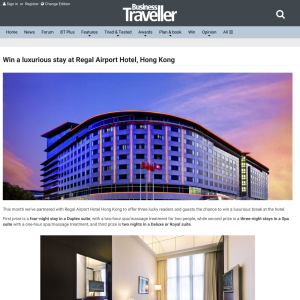 Win a luxurious stay at Regal Airport Hotel, Hong Kong (no flights)