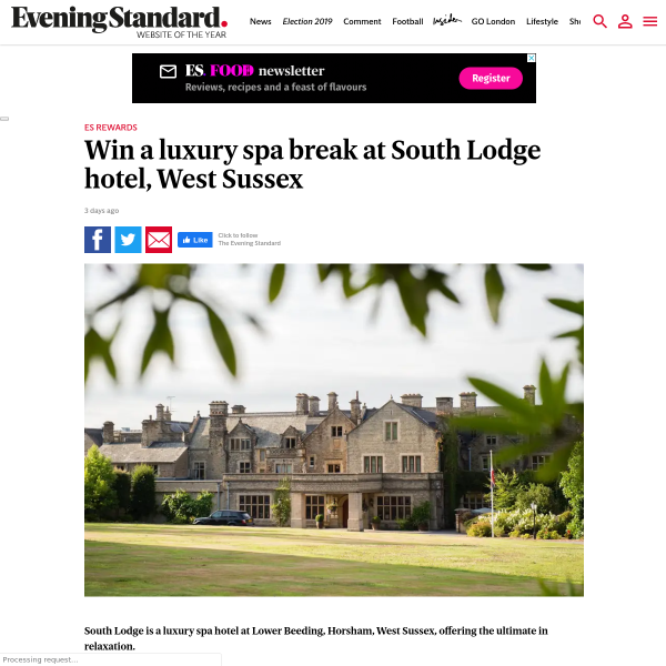 Win a luxury spa break at South Lodge hotel, West Sussex