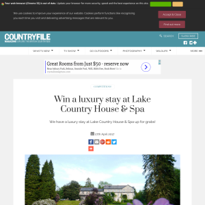 Win a luxury stay at Lake Country House & Spa