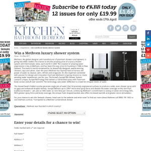 Win a Methven luxury shower system