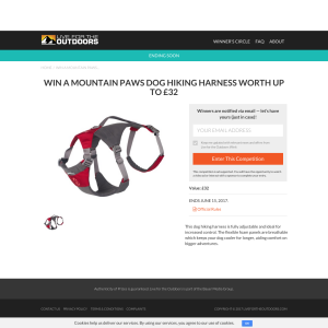 Win a Mountain Paws Dog Hiking Harness worth up to £32
