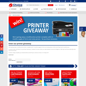 Win a Multifunction Printer + 12 Months Supply of ink