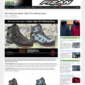 Win a pair of Mammut Ayako High GTX Walking Shoes