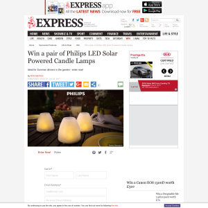 Win a pair of Philips LED Solar Powered Candle Lamps