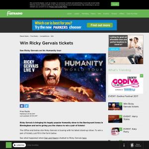 Win A Pair of Ricky Gervais tickets