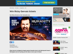 Win A Pair of Ricky Gervais tickets