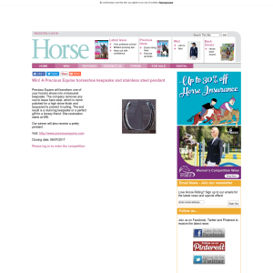 Win a Precious Equine horseshoe keepsake and stainless steel pendant