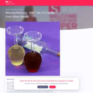Win a Set of 2 Upside Down Wine Glasses
