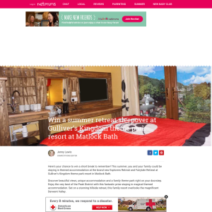 Win a summer retreat for a family of 5 sleepover at Gulliver’s Kingdom theme park resort at Matlock Bath