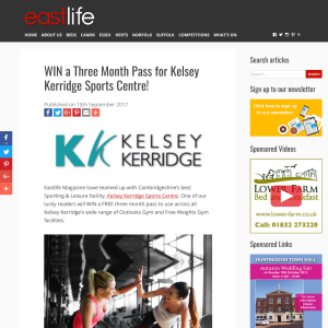 Win a Three Month Pass for Kelsey Kerridge Sports Centre