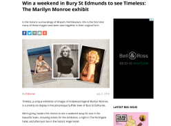 Win a weekend in Bury St Edmunds to see Timeless: The Marilyn Monroe exhibit