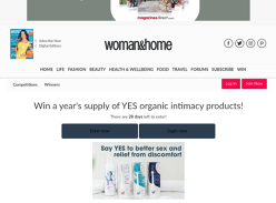 Win a year's supply of YES organic intimacy products