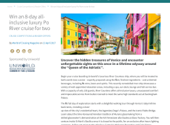 Win an 8-day All-inclusive Luxury Po River Cruise for 2