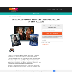 Win an Apple iPad Mini 4 plus CSI Cyber and Hell on Wheels boxsets