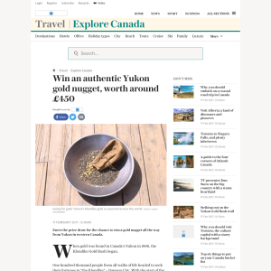 Win an authentic Yukon gold nugget, worth around £450