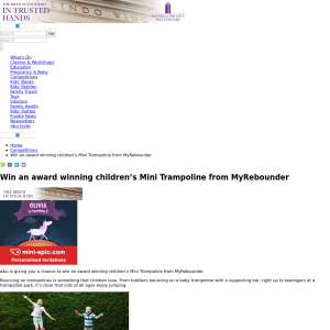 Win an award winning children's Mini Trampoline from MyRebounder