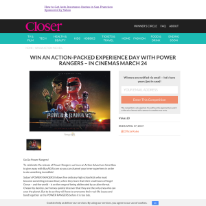 Win an experience day with Power Rangers