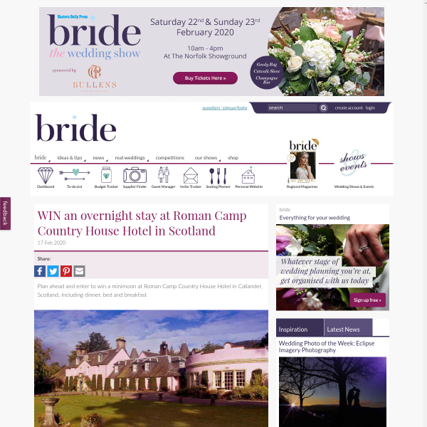 Win an overnight stay at Roman Camp Country House Hotel, in Scotland