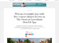 Win an overnight stay with five-course dinner for two at The Swan at Lavenham Hotel & Spa